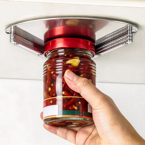 Stainless Steel Jar Openers for Seniors, Under Cabinet Jar Opener Tool for Weak Hands, Under Counter Jar Lid Cap Opener