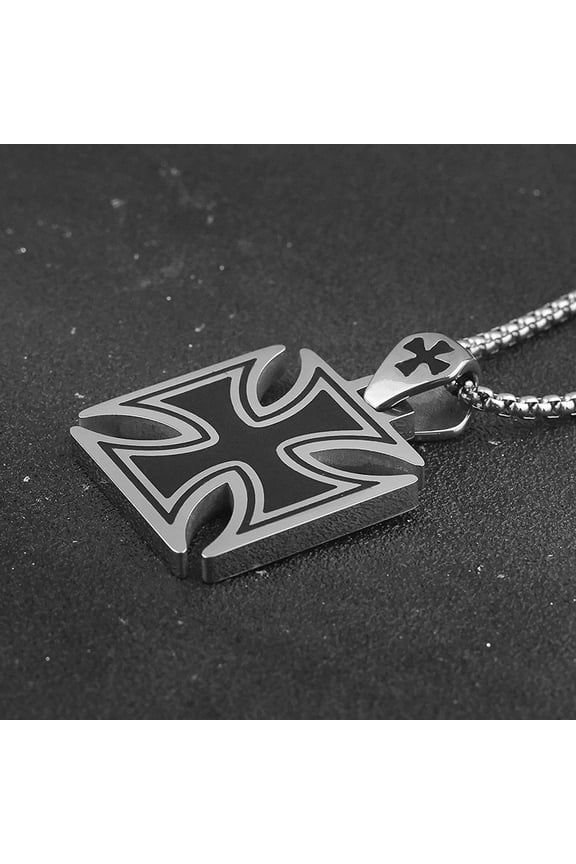 Stainless Steel Jerusalem Knights Templar Maltese Cross Pendant Necklace with Box Chain…