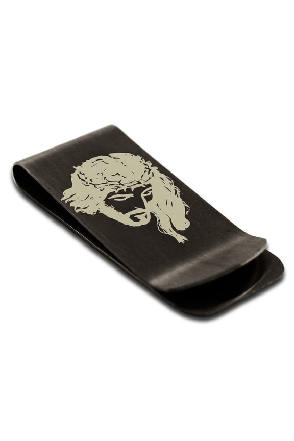 Stainless Steel Jesus Crucified Engraved Money Clip Credit Card Holder