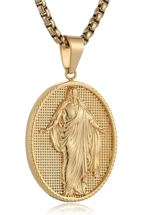 Stainless Steel Jesus/St Christopher/St Benedict/St Barbara/St Joseph/Virgin Mary/St Christopher/St Jude Necklace Medal Pendant Protection Religious Amulet Jewelry For Men Women