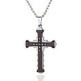 thumbnail image 1 of Stainless Steel Jewelry Double Layer Cubic Zirconia Stainless Steel Cross Pendant Necklace for Men, 1 of 5