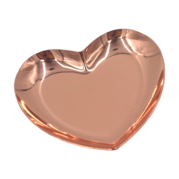 Stainless Steel Jewelry Tray, Heart Shaped Trinket Dish for Rings, Earrings, Necklaces, Bracelet Organizer Tray for Dresser, Vanity, Bathroom Counter, Keys, Watch, Cosmetics Holder, 1 Tray