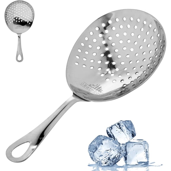 Stainless Steel Julep Strainer, 304 Metal Cocktail Sieve for Spirit-Forward Drinks, Rounded Handle Bartender Tool for Mixing Glasses and Shakers, Professional-Grade Drink Strainer
