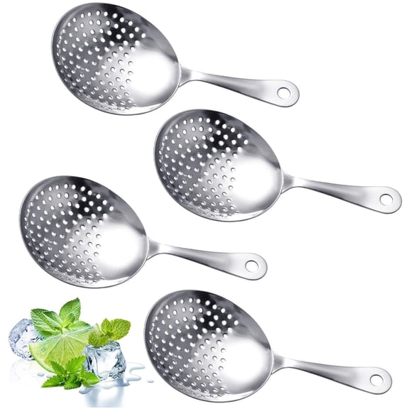 Stainless Steel Julep Strainer ABCISI 4 Pack Cocktail Strainer Spoon for Drink Home Kitchen Bar