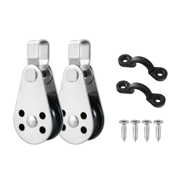 Stainless Steel for KAYAK Anchor Trolley Kit Pulley Blocks, Slide Rail System for KAYAK Canoe Boat, Fits 2Mm-8mm Rope, Easily Install Marine Accessory, Silver, 2 Pack