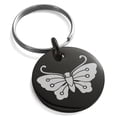 thumbnail image 1 of Stainless Steel Kawari Kocho Butterfly Kamon Crest Engraved Small Medallion Circle Charm Keychain Keyring, 1 of 1