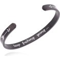 thumbnail image 1 of Stainless Steel Keep Going Inspirational Mantra Statment Cocktail Party Sports Bangle Bracelet, 1 of 2