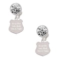 thumbnail image 1 of Stainless Steel Keep Her Safe Police Badge - Clear Crystal Clip On Earrings, 1 of 3