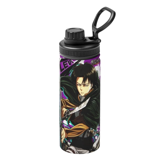 Stainless Steel Kettle Vacuum Insulated Attack on Titan Levi Ackerman Sports Water Bottle for Gym Travel 18 Oz