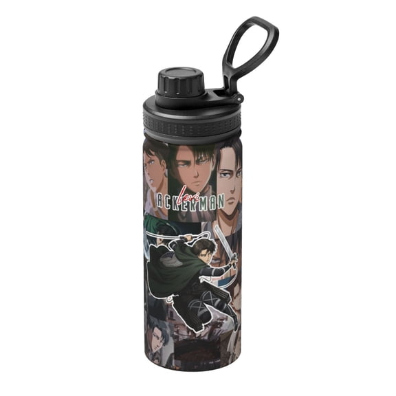 Stainless Steel Kettle Vacuum Insulated Attack on Titan Levi Ackerman Sports Water Bottle for Gym Travel 18 Oz