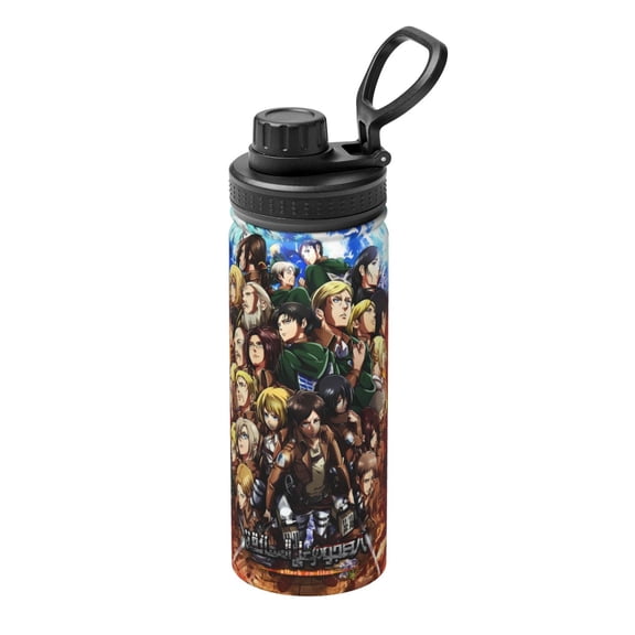 Stainless Steel Kettle Vacuum Insulated Attack on Titan Sports Water Bottle for Gym Travel 18 Oz