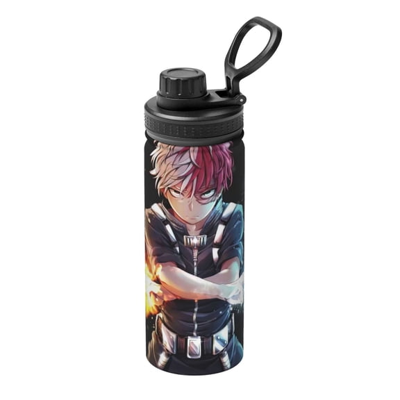 Stainless Steel Kettle Vacuum Insulated My Hero Academia Shoto Todoroki Sports Water Bottle for Gym Travel 18 Oz