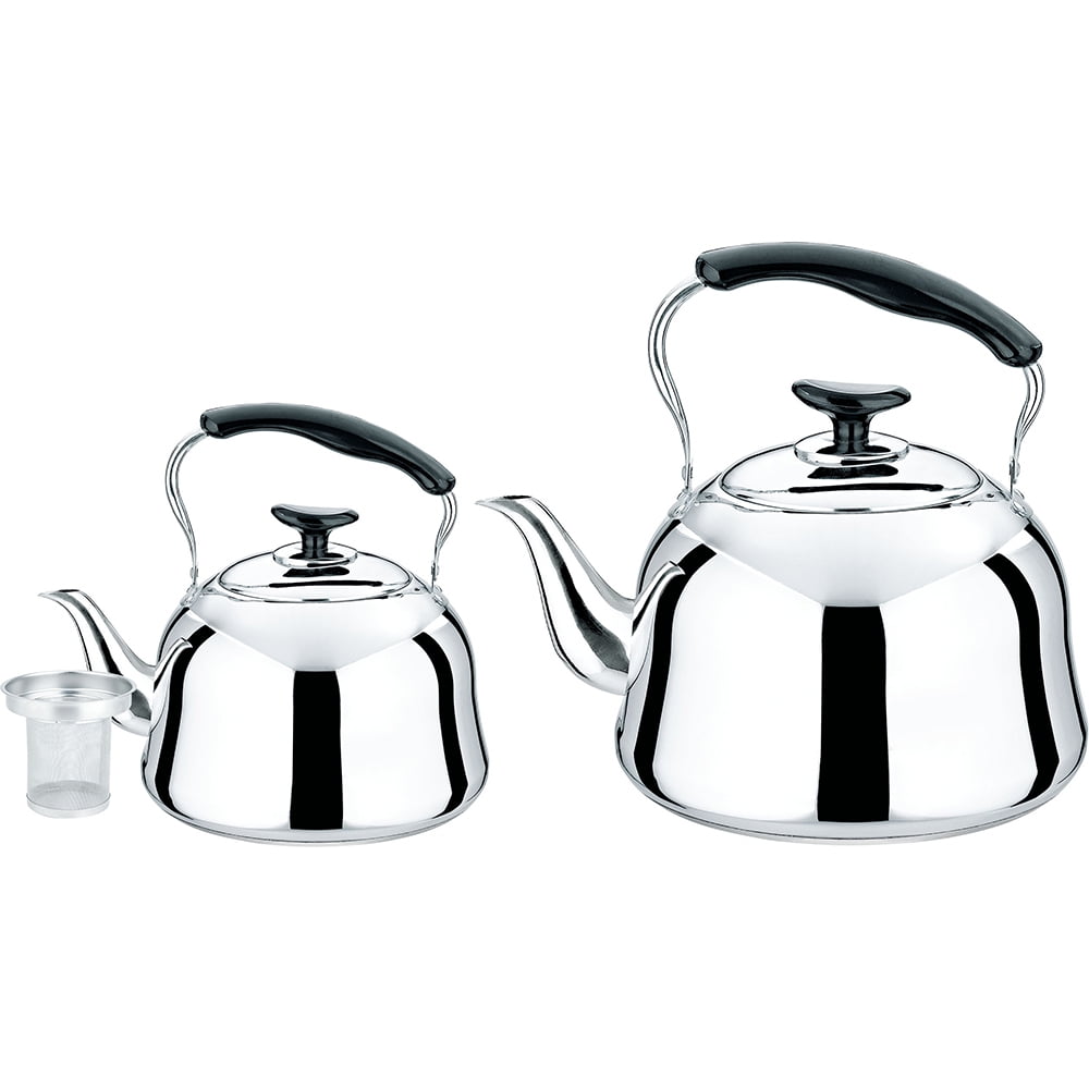 3.2-Quart Stainless Steel Whistling Tea Kettle with Black Handle