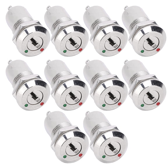 Stainless Steel Key Switch Barrel Power Lock 12mm / 0.47 in AC DC 220V Single Pull 10-Pack