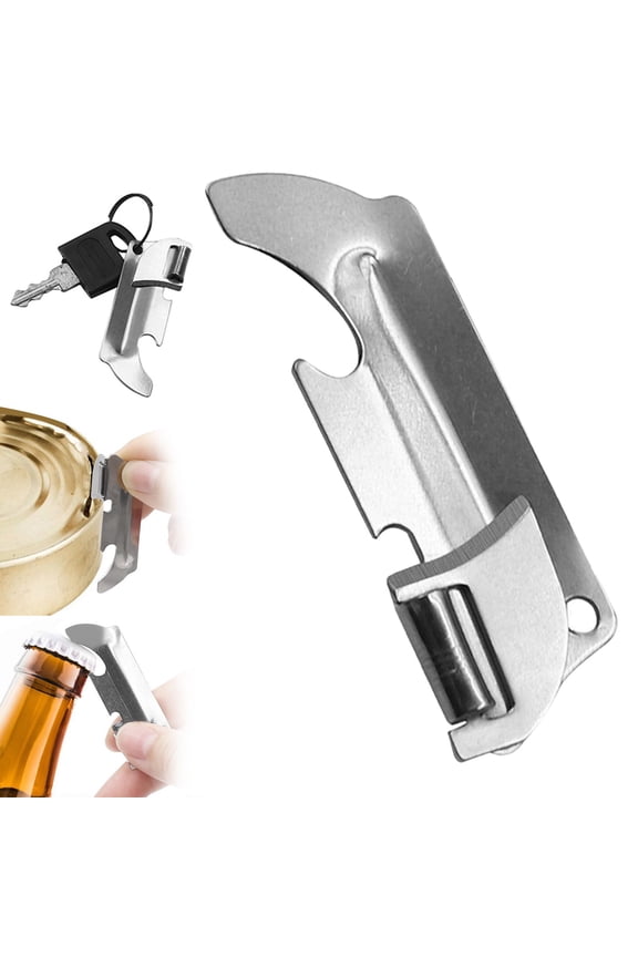 Stainless Steel Keychain Can Opener, Portable Manual Punch Opener for Camping Travel and Kitchen