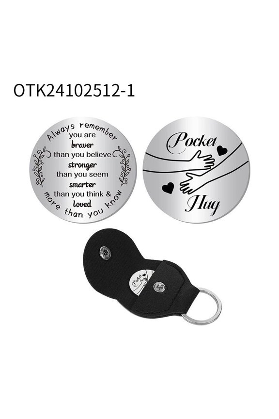 Stainless Steel Keychain - Emotional Support Token with Leather Case, Inspirational Message Gift