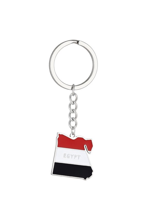Stainless Steel Keychain Map Flag Shape Keyring Comfortable Backpack Car Egypt Ethnic Keyholder Map Keychain