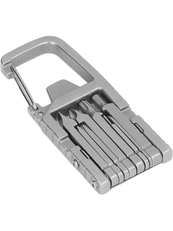 Stainless Steel Keychain Multitool 12 in 1 Folding Multi Function Tool with Bottle Opener Screwdriver Bit for Outdoor