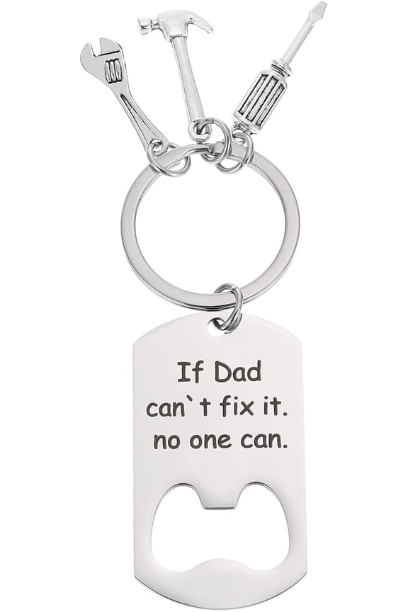 Stainless Steel Keychain for Dad with Inspirational Quote Fathers Day Present Men Silver Tool Accessories