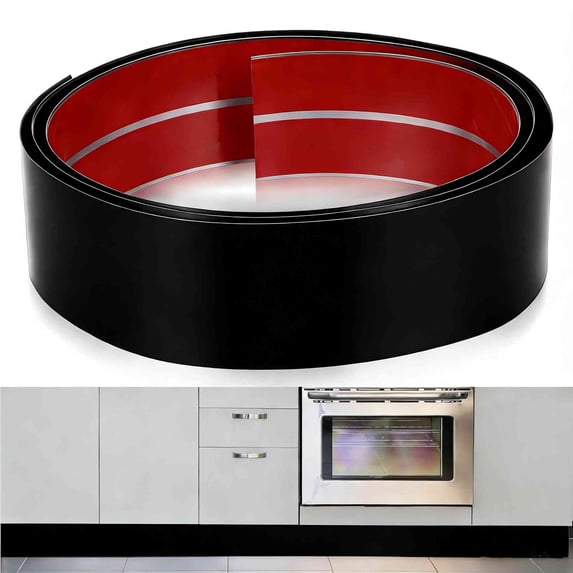 Stainless Steel Kick Plate, 3.94in x 6.56ft Anti-Scratch Base Cover Kickplate, Peel and Stick Baseboard Molding Trim for Wall, Entrance Door, Kitchen Cupboard, Dishwasher Toe (Black)