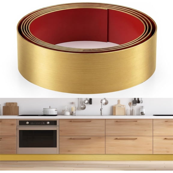 Stainless Steel Kick Plate, MODANU Peel and Paste Kickplate Base Cover, Baseboard Molding Trim for Wall, Door, Kitchen Cupboard, Dishwasher Toe - Anti-Scratch Protection (6.5ft x 3.9in, Gold)