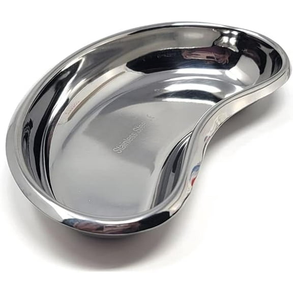 Stainless Steel Kidney Tray, Waist Bowl, Instrument Storage Basin, Reusable Container, Kidney Bean Shaped Hollow Dish