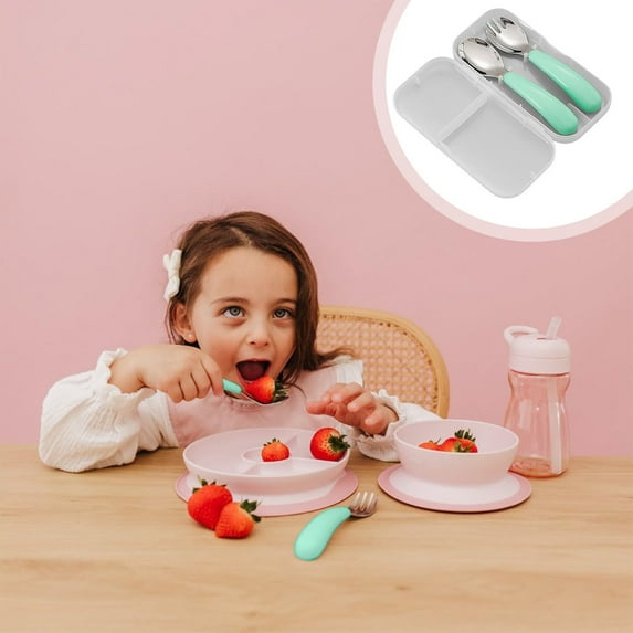 Stainless Steel Kids Cutlery Set, Portable Training Spoon & Fork, Dishwasher Safe Children Utensils, Durable Travel Utensils for Toddlers, Baby Feeding Tools, Lunchbox-Friendly, Eco-Friendly Design