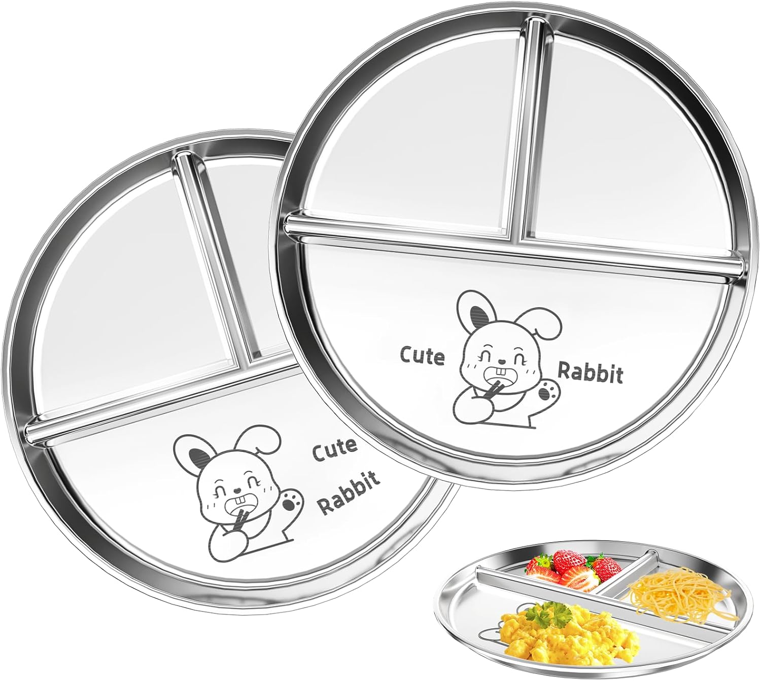 Kids Plates Kid Safe Stainless Steel Durable Divided Metal
