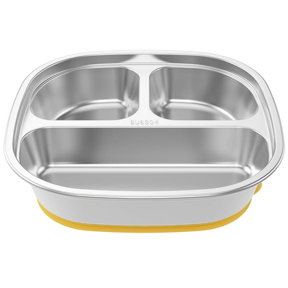 Stainless Steel Kids Plates Divided Designed Metal Kid Plate Safe Versatile Stainless Steel Divided Plates Reusable Stainless Steel Baby Suction Plates Easy to Clean Toddler Plate for Kids