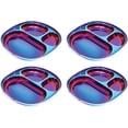 thumbnail image 1 of Stainless Steel Kids Plates | Pediatrician Designed | Balanced Bites Divided Plates for Toddlers | Non Toxic & 100% BPA Free | Dishwasher Safe | Set of 4 (Iridescent Blue), 1 of 16