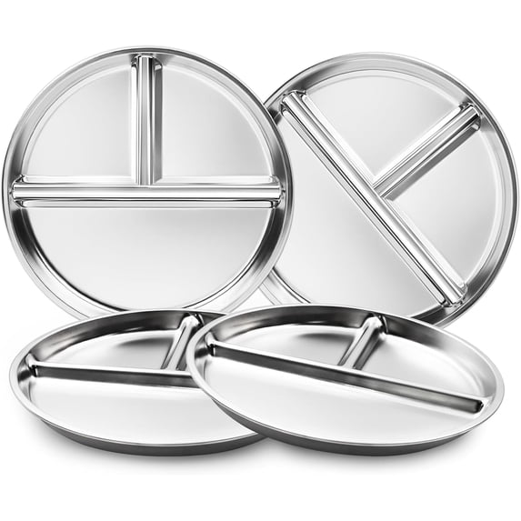 Stainless Steel Kids Plates Set of 4, 9