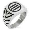 thumbnail image 1 of Stainless Steel Kikkawa Samurai Crest Chevron Pattern Biker Style Polished Ring, 1 of 1