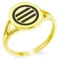 thumbnail image 1 of Tioneer Stainless Steel Kikkawa Samurai Crest Minimalist Oval Top Polished Statement Signet Ring, 1 of 1