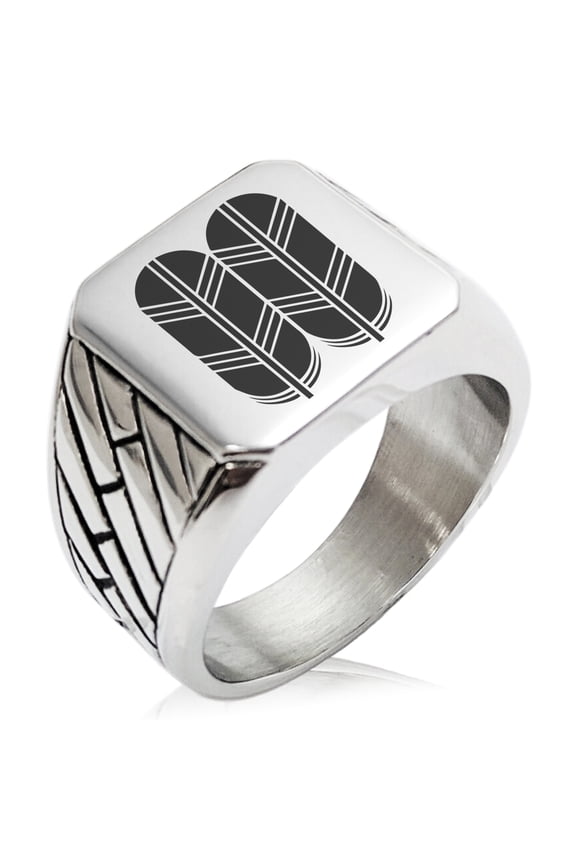 Stainless Steel Kikuchi Samurai Crest Geometric Pattern Biker Style Polished Ring