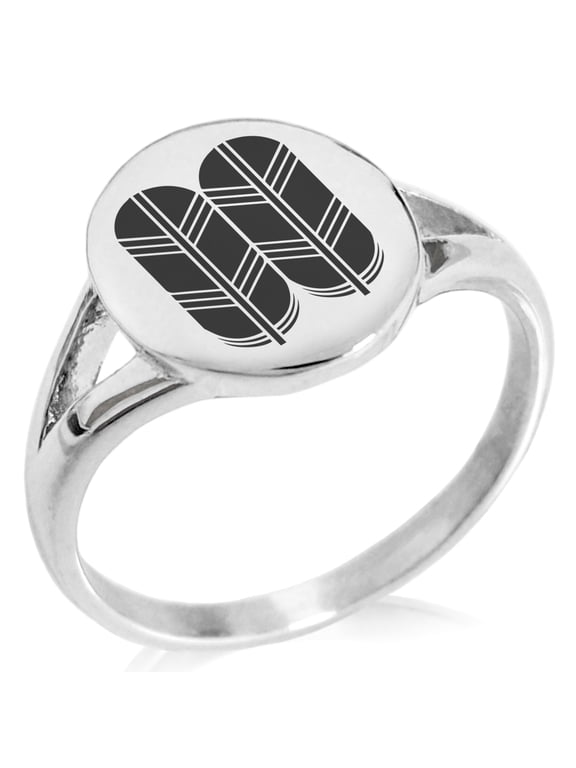 Stainless Steel Kikuchi Samurai Crest Minimalist Oval Top Polished Statement Signet Ring