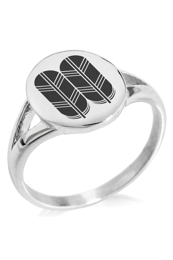 Stainless Steel Kikuchi Samurai Crest Minimalist Oval Top Polished Statement Signet Ring