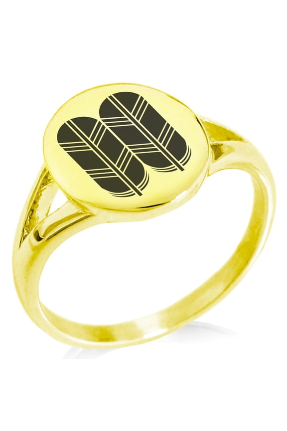 Stainless Steel Kikuchi Samurai Crest Minimalist Oval Top Polished Statement Signet Ring
