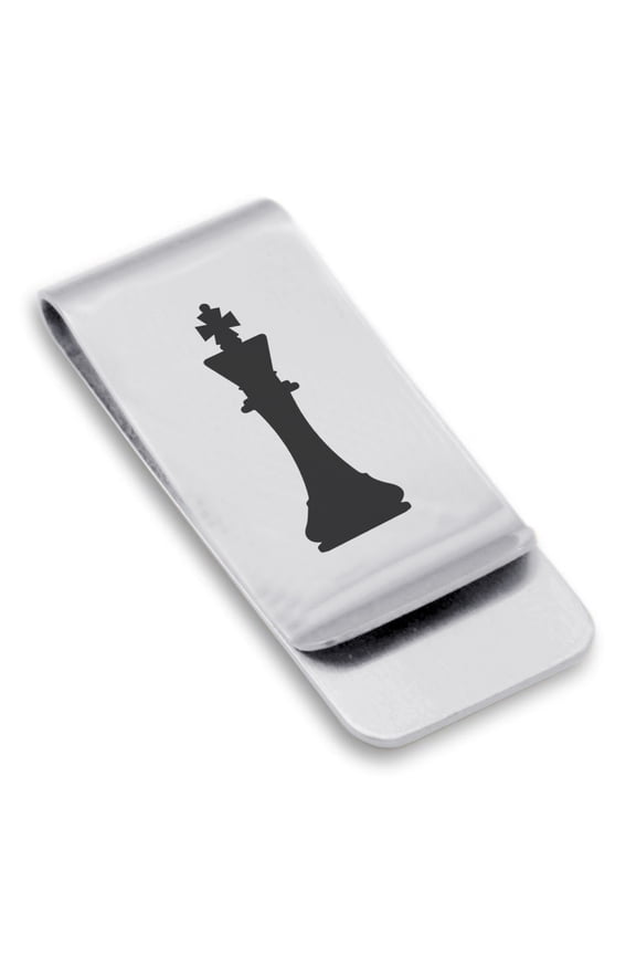 Stainless Steel King Chess Piece Classic Slim Money Clip Credit Card Holder
