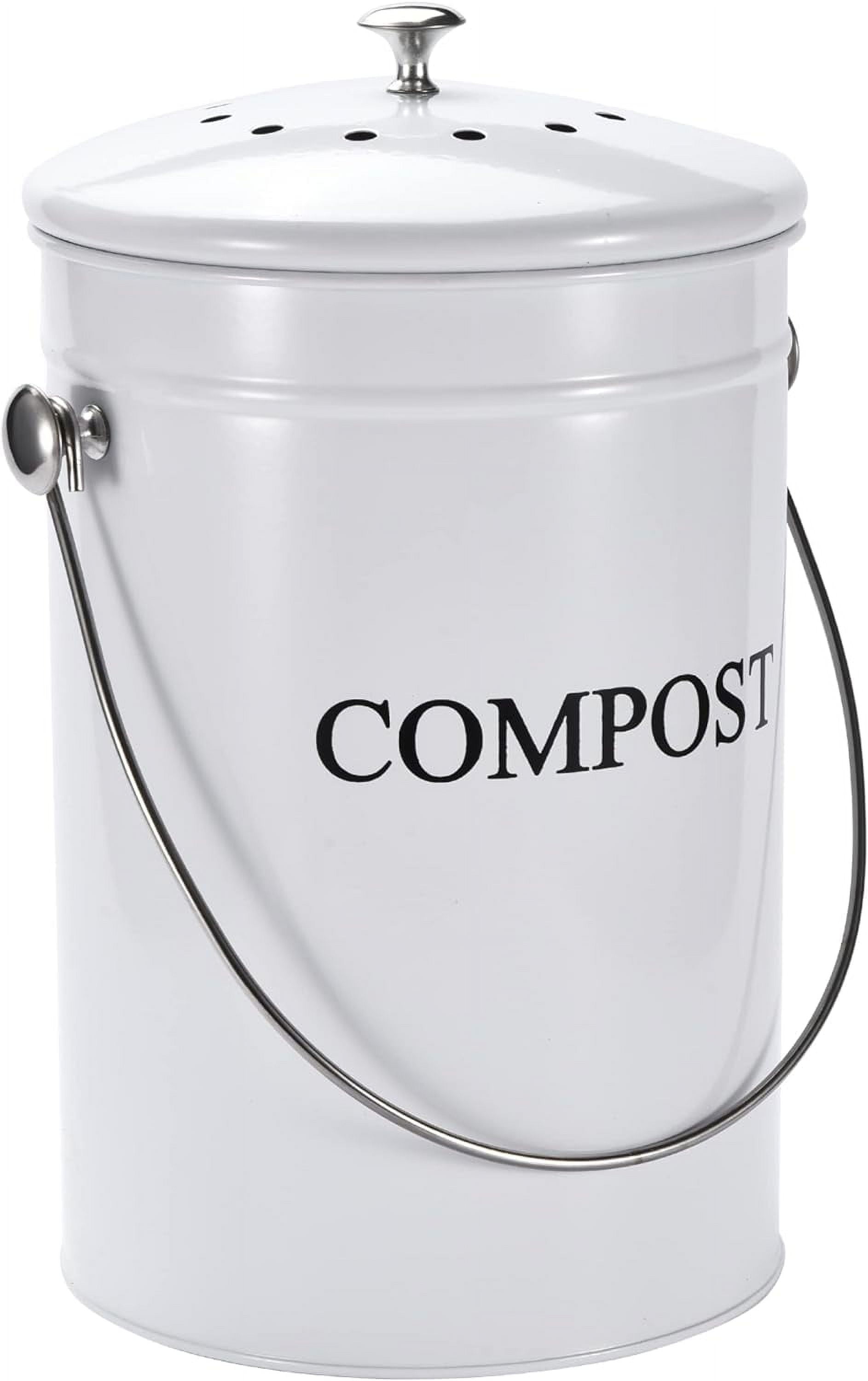 Stainless Steel Kitchen Counter Compost Bin With Lid Charcoal Filter