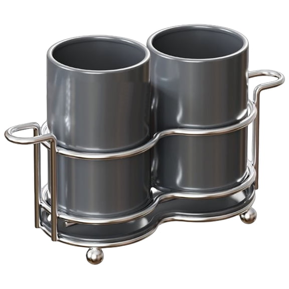 Stainless Steel Kitchen Countertop Tool Stand - Knife & Spoon Drying Caddy, Hygienic Cutlery & Utensil Organizer ( Black )