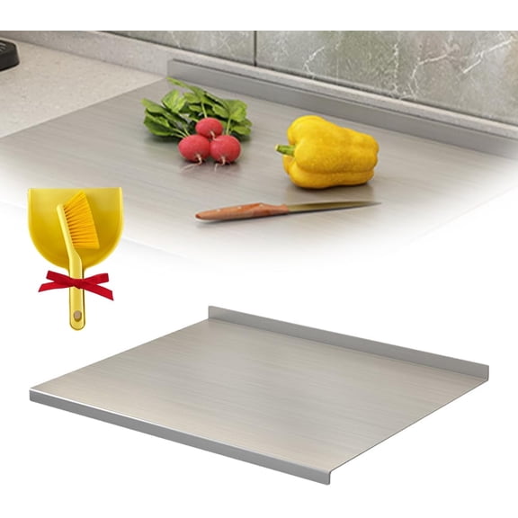 Stainless Steel Kitchen Cutting Board,Premium Multi-Use Kitchen Prep Board – Reversible Food Grade Sheet for Baking, Kneading and Cutting with Non-Slip Edge Design (12"L x 15.7"W x 0.08"Th)