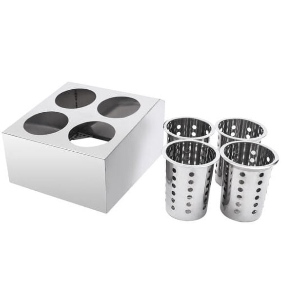 Stainless Steel Kitchen Cylinder  Flatware Silverware Utensil Holder Drying Rack