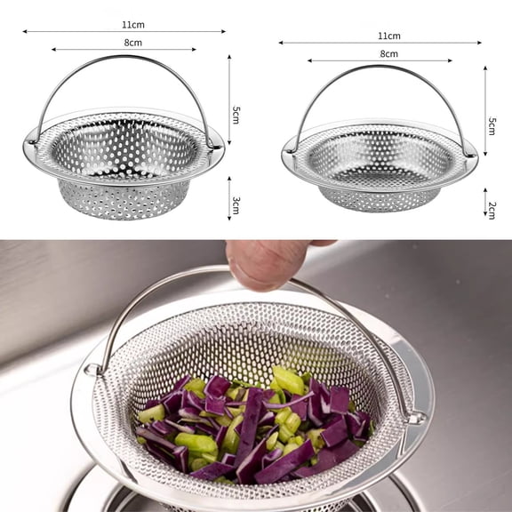 Stainless Steel Kitchen Drain Strainer, Catcher Basket with Handle