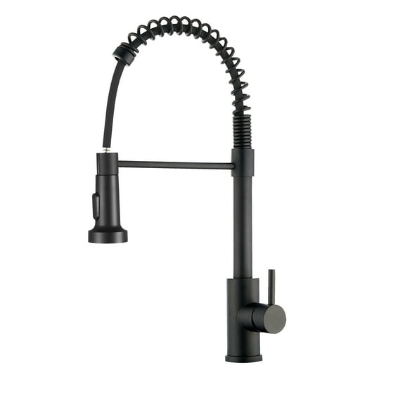 Stainless Steel Kitchen Faucets Kitchen Faucet with Pull Down Sprayer Industrial 1 Handle 1 Hole Or 3 Hole Faucet for Farmhouse Camper Laundry Utility Rv Wet Bar Sinks, Stainless Steel, Matte Black,K