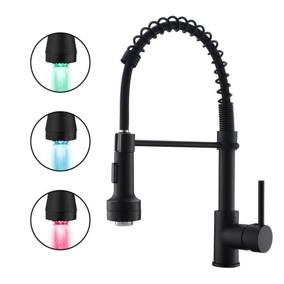 Stainless Steel Kitchen Faucets LED Commercial Kitchen Faucet with Pull Down Sprayer, Single Handle Single Lever Kitchen Sink Faucet,Pull Down Kitchen Faucets