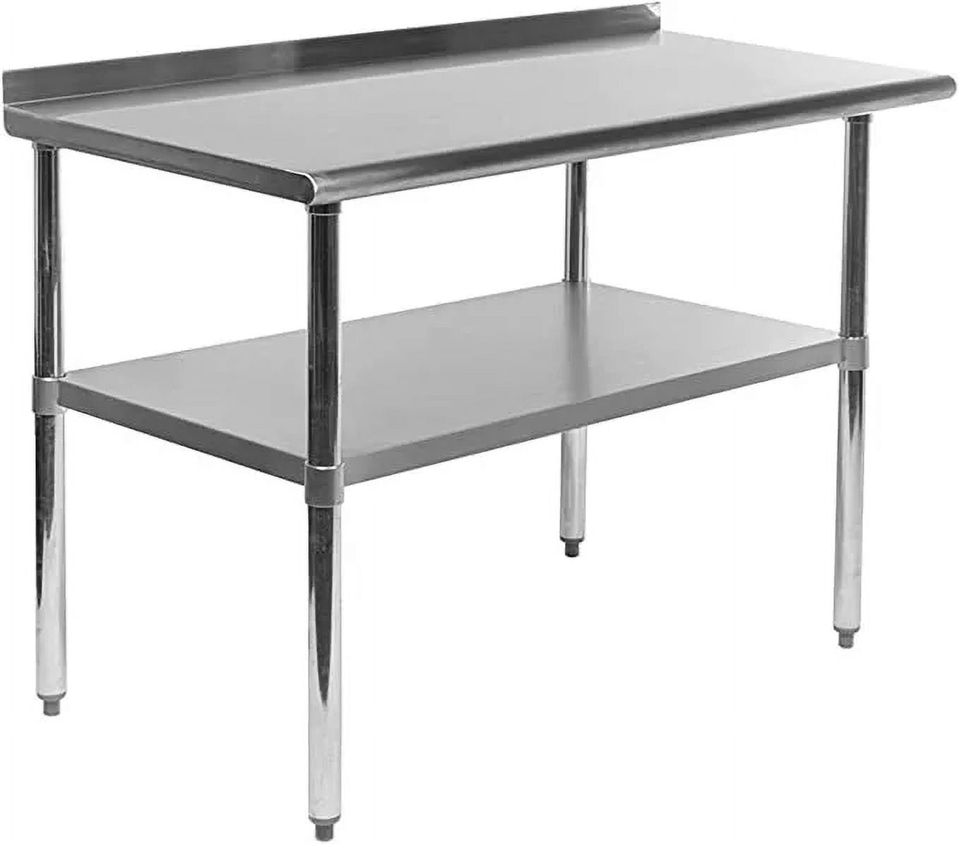Stainless Steel Kitchen Food Prep Table Work Table with 1.5" Backsplash - NSF