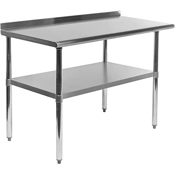 Stainless Steel Kitchen Food Prep Table Work Table with 1.5" Backsplash - NSF