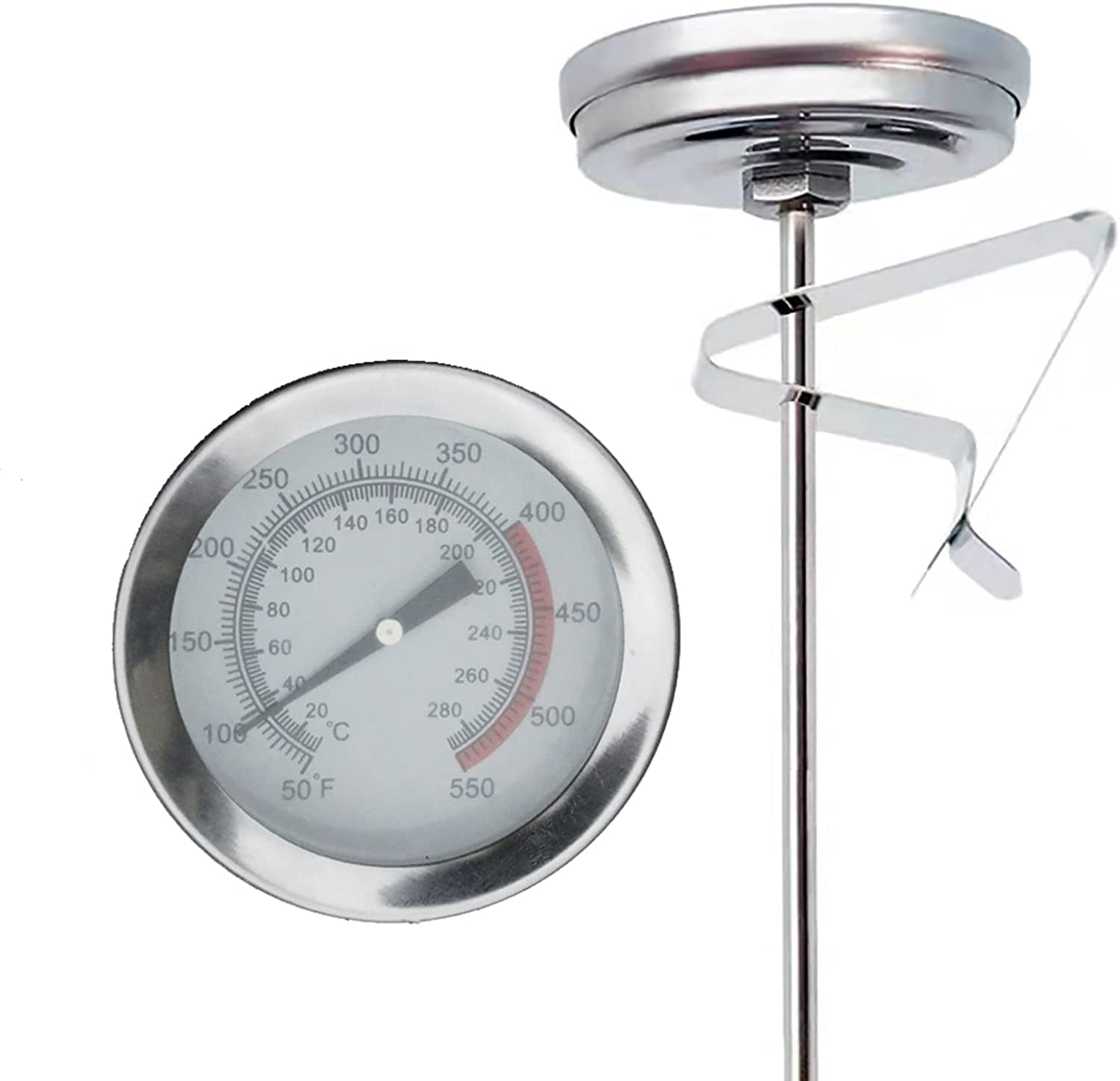 Cooking Thermometer, Stainless Steel Stand Up Dial Oven Thermometer Food  Meats Frying Pan High Temperature Gauge