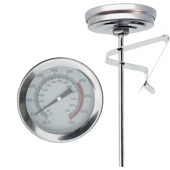 Stainless Steel Kitchen Fryer Food Candy High Temperature Thermometer Safe Oil Thermometer Portable Extended Probe Oil Temperature Gauge for Frying Pan Barbecue Meat