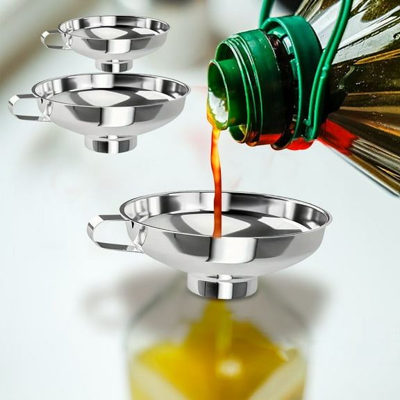 Stainless Steel Kitchen Funnel 304 Food Grade Wide Mouth 15cm Top | 1.2L Large Capacity | No-Drip Spout | Non-Slip Handle | Ideal for Salad Dressing, Oil, Fruit Sauce, Baking, Pickling